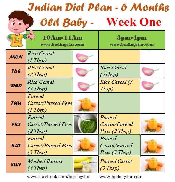6 Month Baby Diet Chart India